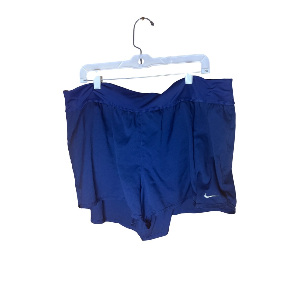 Nike Womens Navy Blue 2-in-1 Dri-FIT Running Shorts Size 2X Workout Athletic